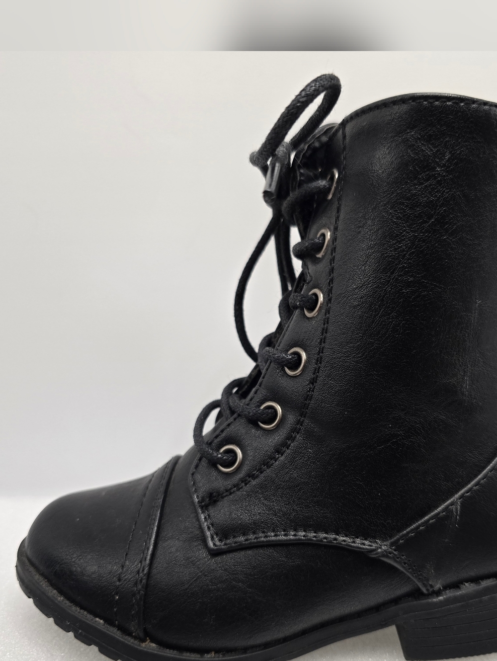 Black Link Beyonce-62K Girls Kids Size 8 Combat Boot Lace Up Zipper
